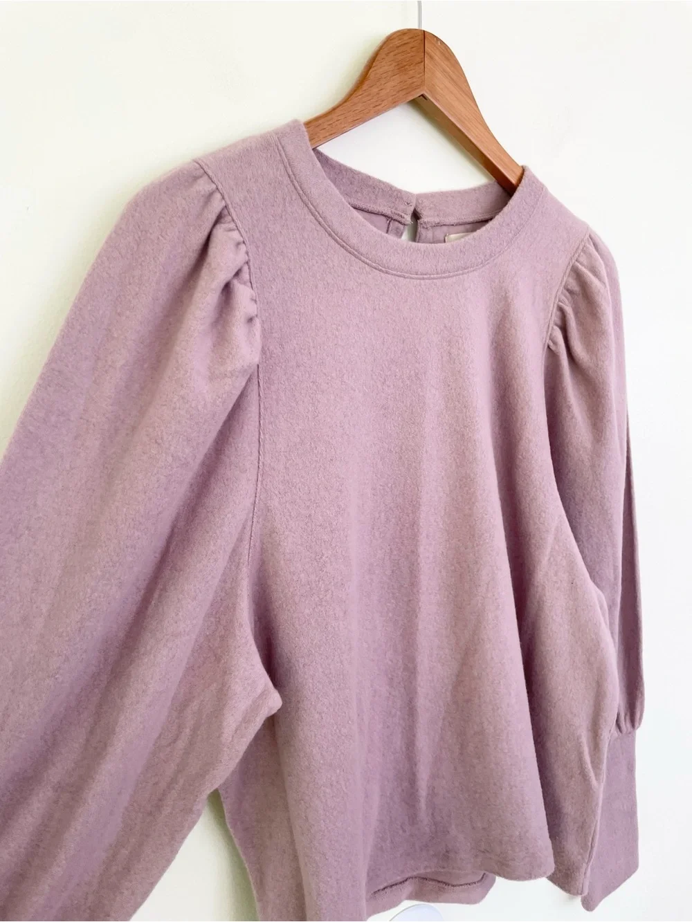 Madewell Brushed Puff-Sleeve Top in Blush Mauve Pink M Medium NG574